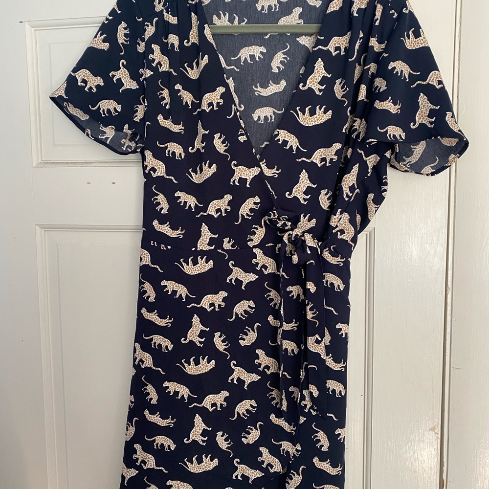 J. Crew Factory Wrap Dress in animal print